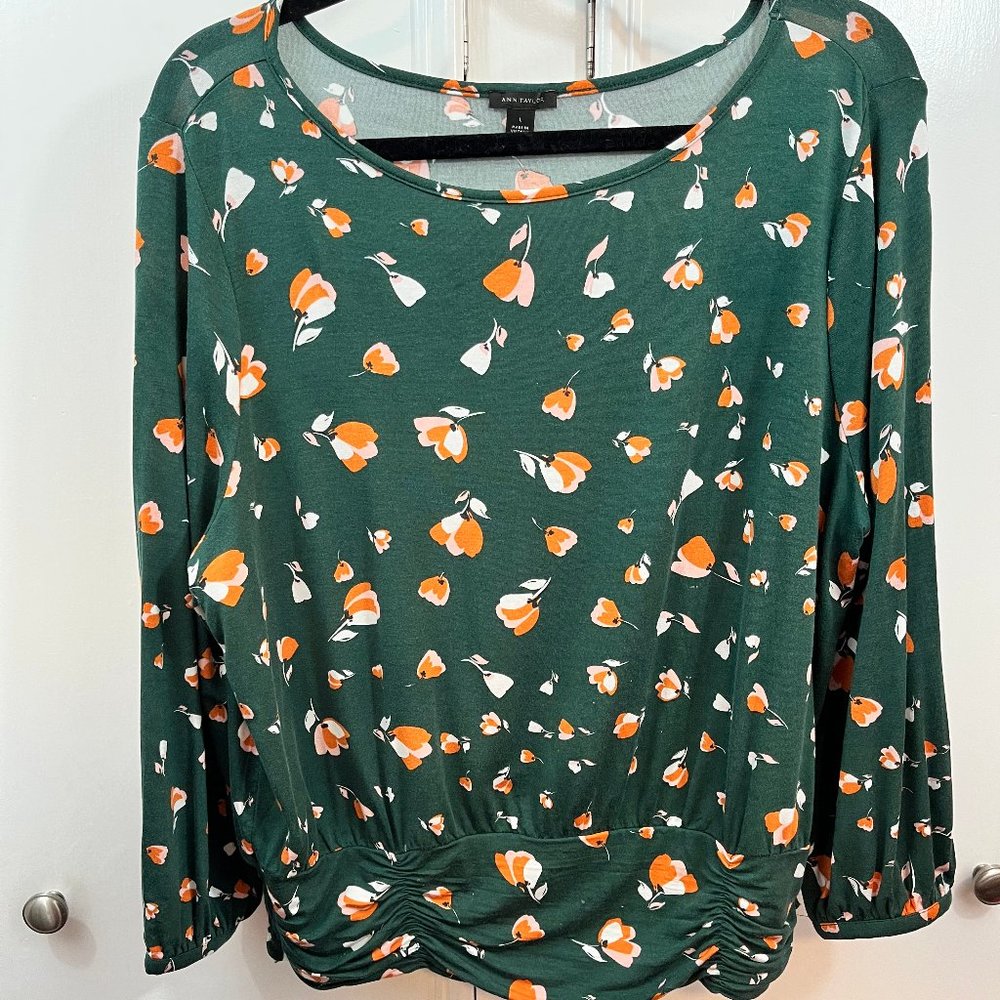 Ann Taylor Green Smocked Shirt